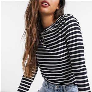 H&M Striped Navy & White Long Sleeve Large